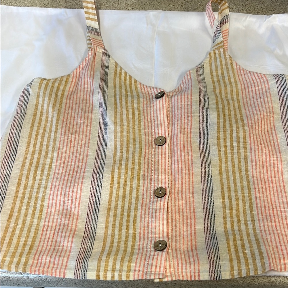 Ruby Moon Multicolor Striped BaggyTank Top linen/cotton